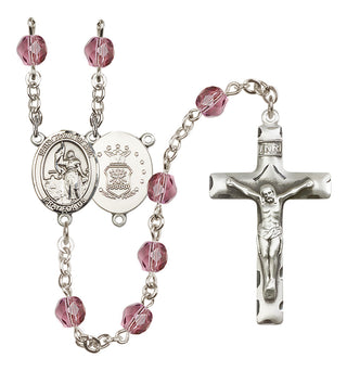 Silver-Plated 6mm Saint Joan of Arc / Air Force Rosary