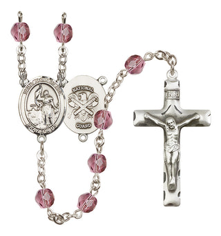 Silver-Plated 6mm Saint Joan of Arc / Nat'l Guard Rosary