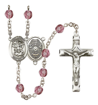 Silver-Plated 6mm Saint Michael the Archangel/Policeman Rosary