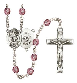 Silver-Plated 6mm Saint Michael / Marines Rosary