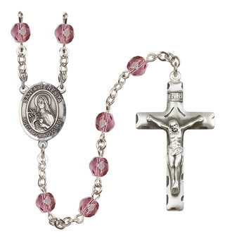Silver Plated 6mm Fire Polished Santa Teresita Rosary in Amethyst