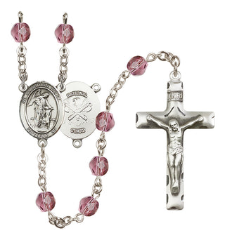 Silver-Plated 6mm Guardian Angel / Nat'l Guard Rosary