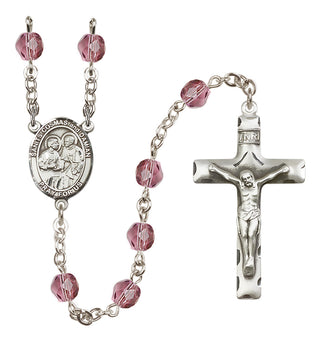 Silver-Plated 6mm Saints Cosmas & Damian  Engraved Catholic Rosaries