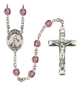 Silver-Plated 6mm Saint Christopher/Basketball Rosary