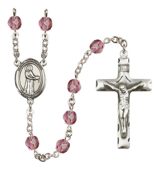 Silver Plated 6mm Fire Polished Saint Petronille Rosary in Amethyst