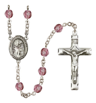Silver Plated 6mm Fire Polished San Juan de la Cruz Rosary in Amethyst