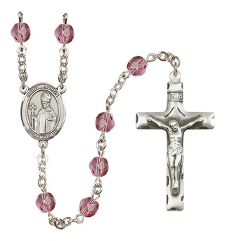 Silver-Plated 6mm Saint Austin  Engraved Catholic Rosaries
