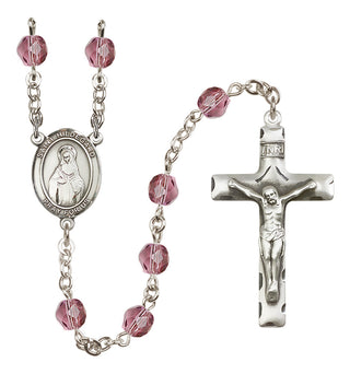Silver-Plated 6mm Saint Hildegard von Bingen  Engraved Catholic Rosaries