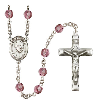 Silver-Plated 6mm Saint Eugene de Mazenod  Engraved Catholic Rosaries