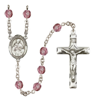 Silver-Plated 6mm Saint Gabriel Possenti  Engraved Catholic Rosaries