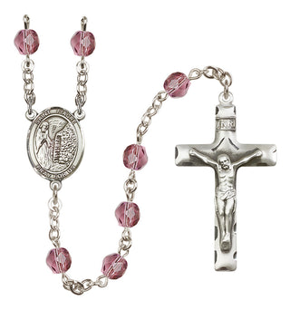Silver-Plated 6mm Saint Fiacre  Engraved Catholic Rosaries