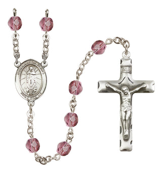 Silver Plated 6mm Fire Polished Our Lady of Tears Rosary in Amethyst