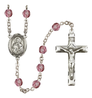 Silver-Plated 6mm Saint Marina  Engraved Catholic Rosaries
