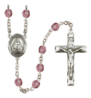 Silver Plated 6mm Fire Polished Saint Theodora Rosary in Amethyst