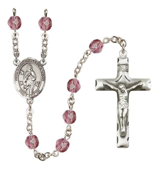 Silver Plated 6mm Fire Polished Our Lady of Assumption Rosary in Amethyst
