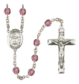 Silver-Plated 6mm Saint Daria  Engraved Catholic Rosaries
