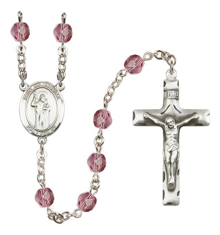 Silver-Plated 6mm Saint Columbkille  Engraved Catholic Rosaries