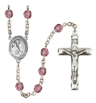 Silver Plated 6mm Fire Polished Saint Mary Magdalene of Canossa Rosary in Amethyst