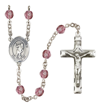 Silver-Plated 6mm Saint Christopher/Lacrosse Rosary