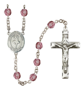 Silver Plated 6mm Fire Polished Guardian Angel/Dance Rosary in Amethyst