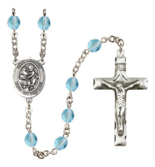 Silver Plated 6mm Fire Polished San Antonio Rosary in Aqua