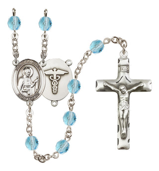 Silver-Plated 6mm Saint Camillus of Lellis / Nurse Rosary