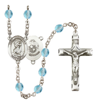 Silver-Plated 6mm Saint Christopher / Marines Rosary