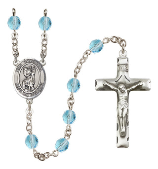 Silver-Plated 6mm San Cristobal  Engraved Catholic Rosaries