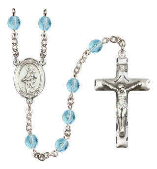 Silver Plated 6mm Fire Polished Saint Jane of Valois Rosary in Aqua