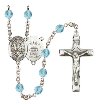 Silver-Plated 6mm Saint George / Air Force Rosary