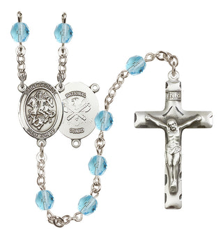 Silver-Plated 6mm Saint George / Nat'l Guard Rosary