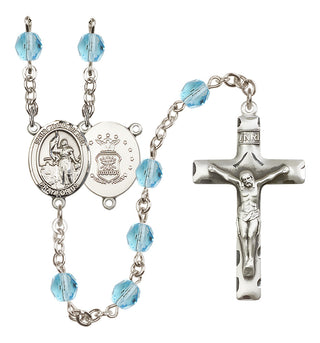 Silver-Plated 6mm Saint Joan of Arc / Air Force Rosary