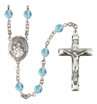 Silver Plated 6mm Fire Polished San Jose Rosary in Aqua