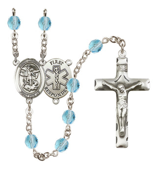 Silver-Plated 6mm Saint Michael/1St Responder Rosary