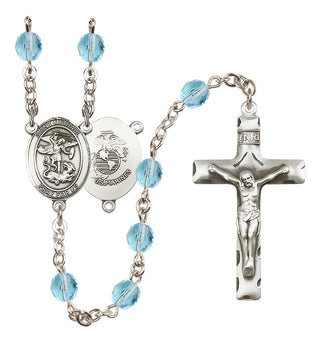 Silver-Plated 6mm Saint Michael / Marines Rosary