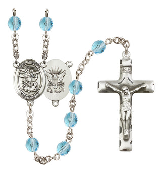 Silver-Plated 6mm Saint Michael / Navy Rosary