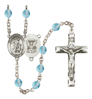 Silver-Plated 6mm Guardian Angel / Navy Rosary