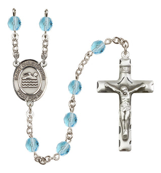 Silver-Plated 6mm Saint Christopher/Swimming Rosary