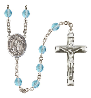 Silver Plated 6mm Fire Polished San Martin Caballero Rosary in Aqua