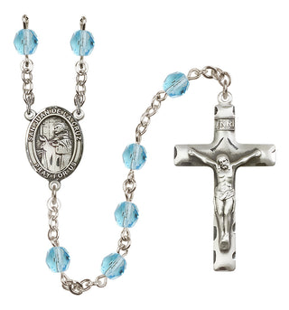 Silver Plated 6mm Fire Polished San Juan de la Cruz Rosary in Aqua