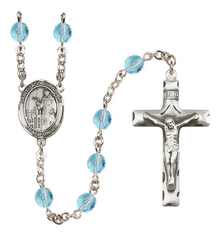 Silver Plated 6mm Fire Polished Saint Jacob of Nisibis Rosary in Aqua