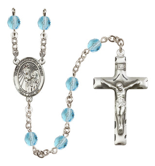 Silver Plated 6mm Fire Polished Saint Margaret Mary Alacoque Rosary in Aqua