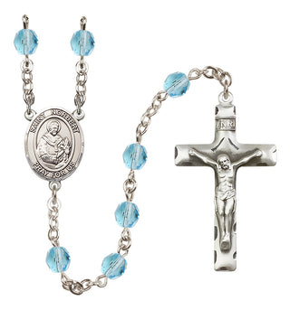 Silver Plated 6mm Fire Polished Saint Norbert of Xanten Rosary in Aqua