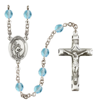 Silver Plated 6mm Fire Polished Saint Sebastian / Tennis Rosary in Aqua