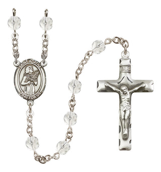 Silver-Plated 6mm Saint Agatha  Engraved Catholic Rosaries