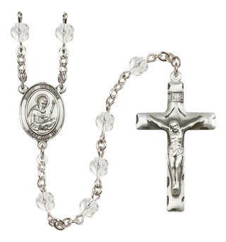 Silver Plated 6mm Fire Polished Saint Benedict Rosary in Crystal