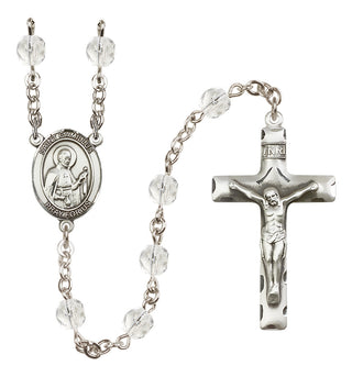 Silver Plated 6mm Fire Polished Saint Camillus of Lellis Rosary in Crystal