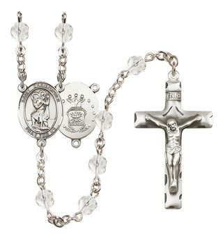 Silver-Plated 6mm Saint Christopher / Air Force Rosary