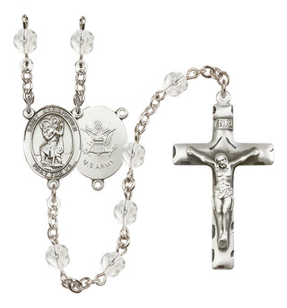 Silver-Plated 6mm Saint Christopher / Army Rosary