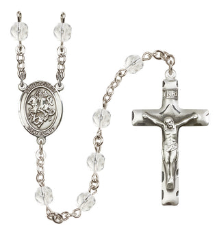 Silver-Plated 6mm Saint George  Engraved Catholic Rosaries